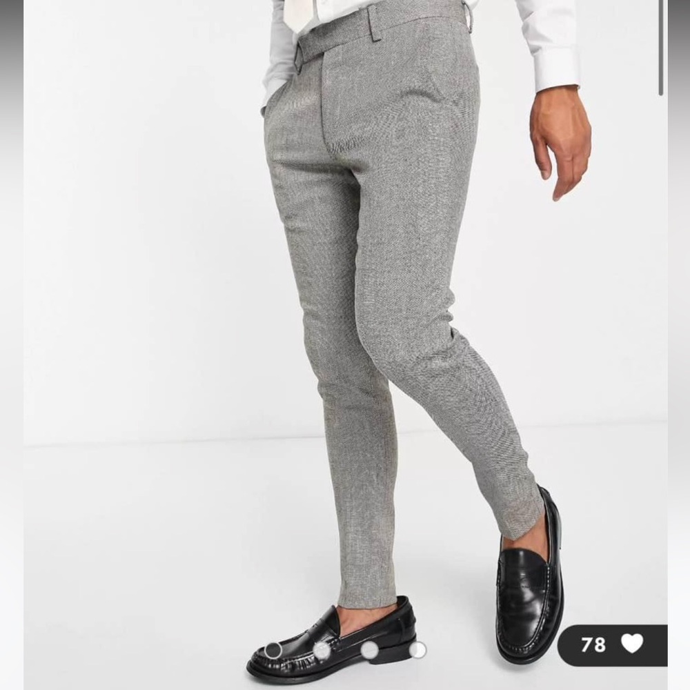 28x30 ASOS skinny leg wool mix suit pants. Black tweed.